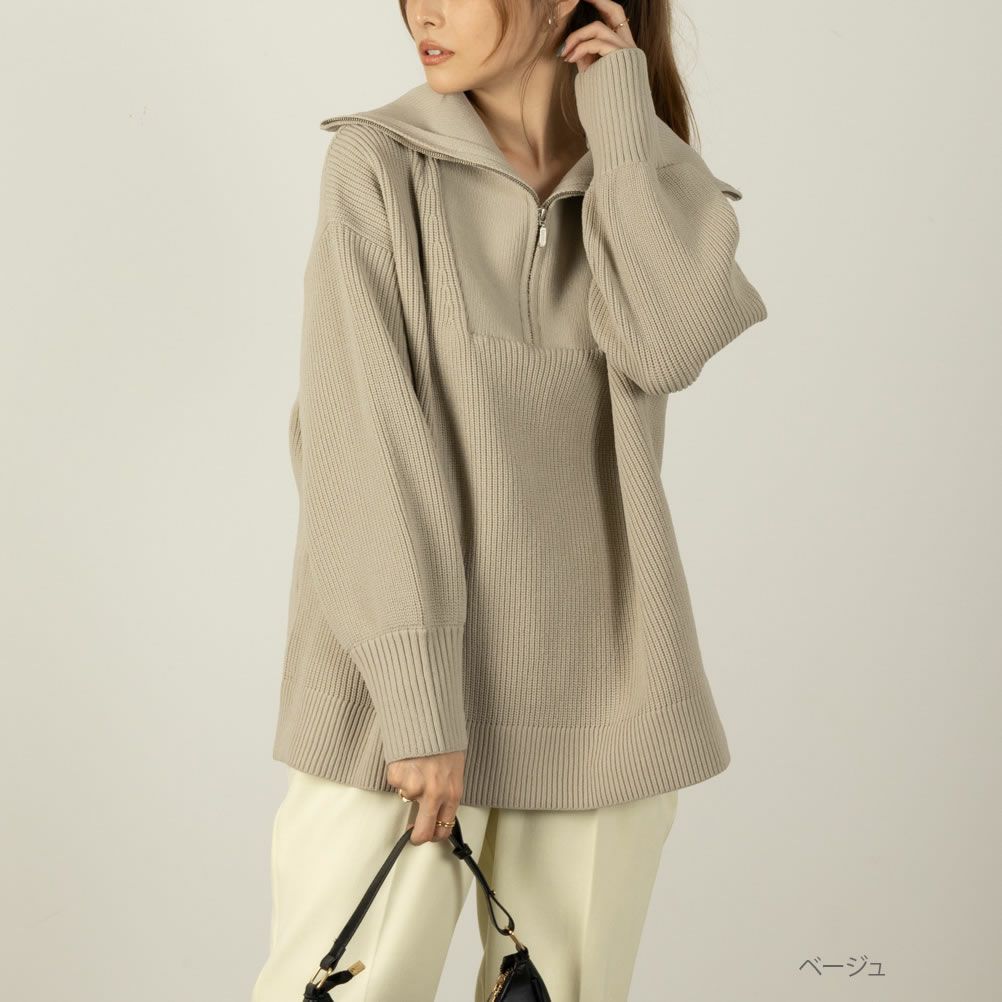 [さらに50%OFF]NAVY  セーラーカラーハーフジップアップニット レディース商品サムネイル-4