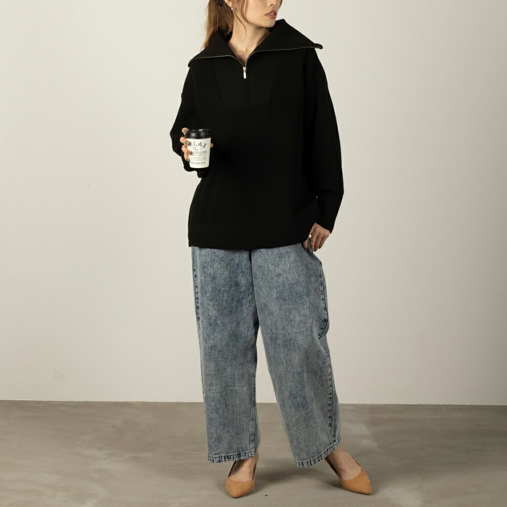 [さらに50%OFF]NAVY  セーラーカラーハーフジップアップニット レディース商品画像-8