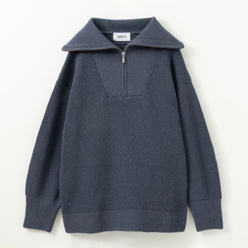 NAVY セーラーカラーハーフジップアップニット レディース