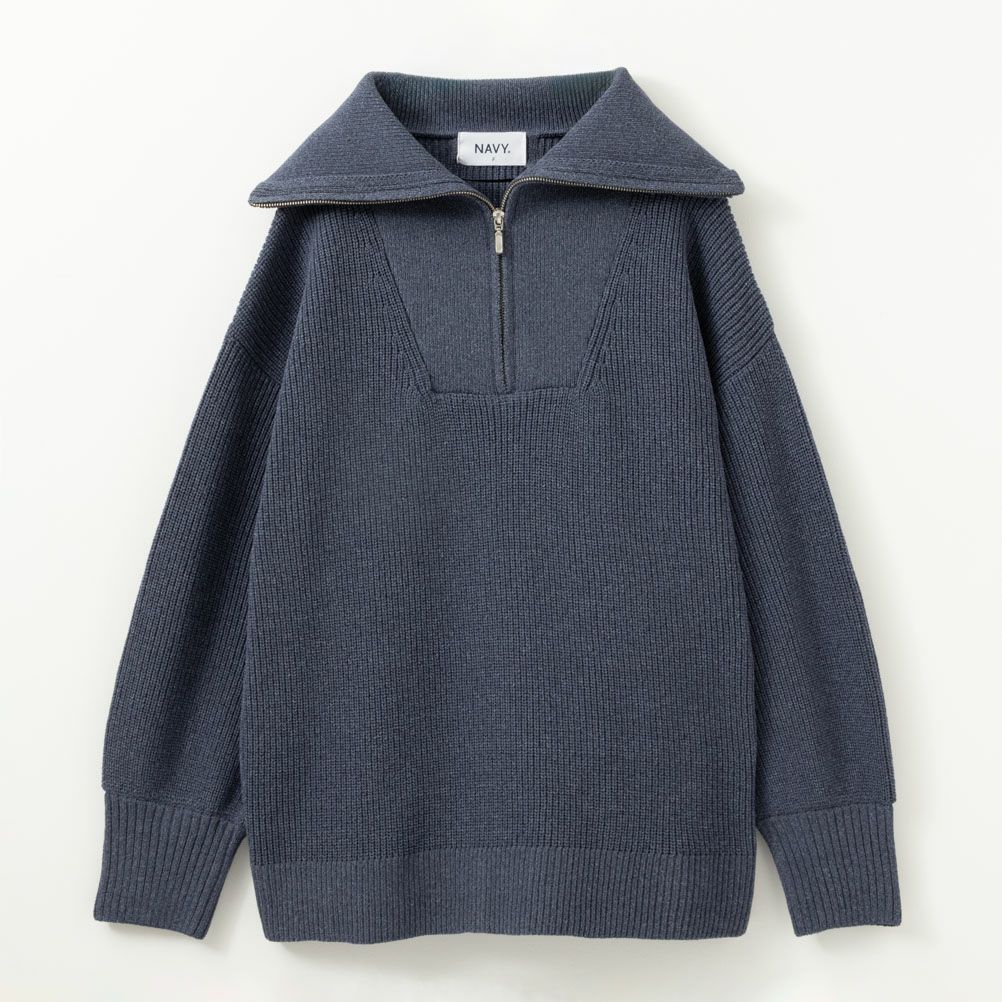 NAVY  セーラーカラーハーフジップアップニット レディース商品画像-14