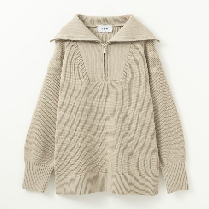 NAVY  セーラーカラーハーフジップアップニット レディース商品画像-15