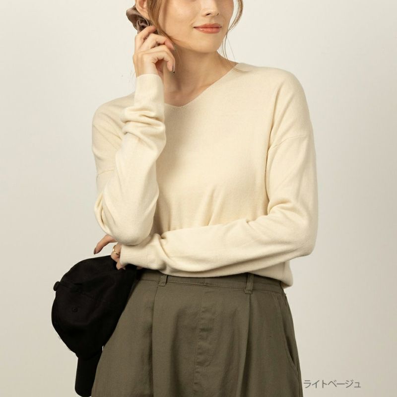 NAVY 洗えるニット カシミヤタッチVネックプルオーバー レディース商品画像-6