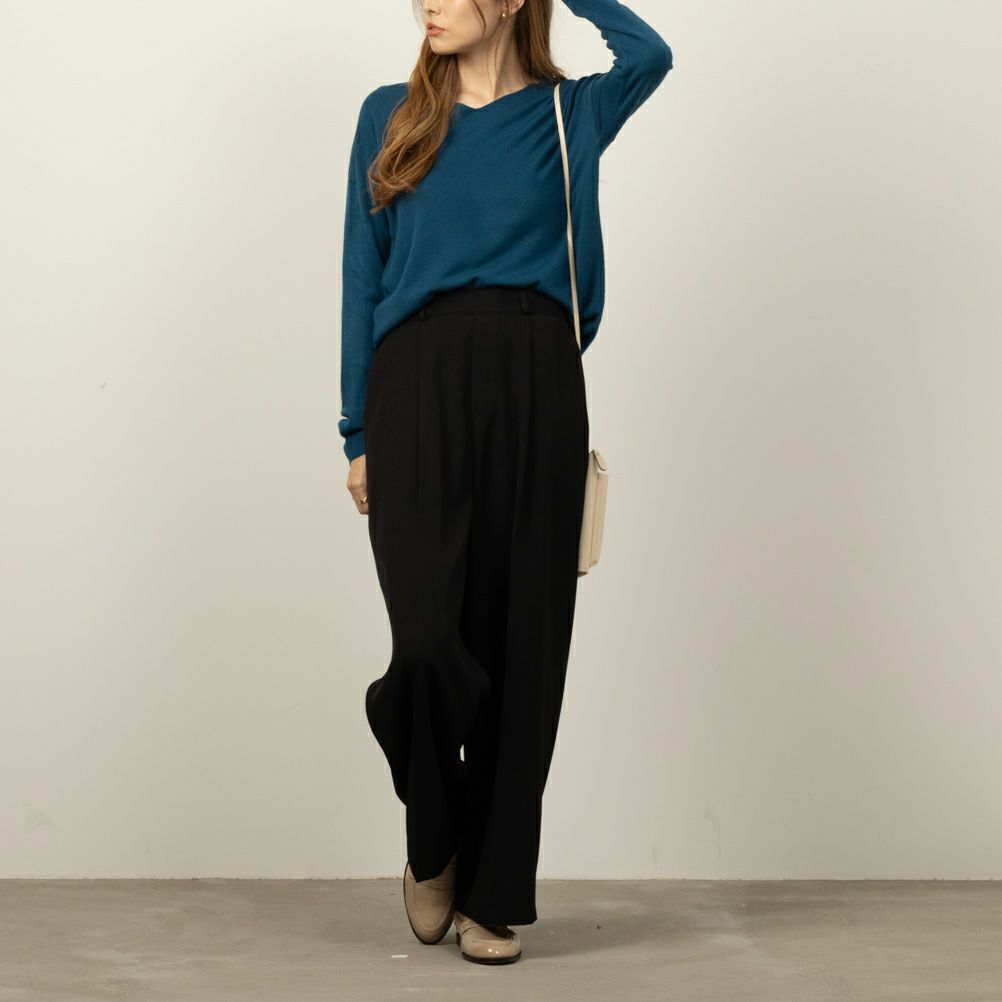 NAVY カシミヤタッチVネックプルオーバー レディース