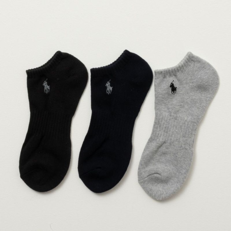 POLO RALPH LAUREN  アンクルソックス ロゴ入り 3足組 メンズ商品画像-1