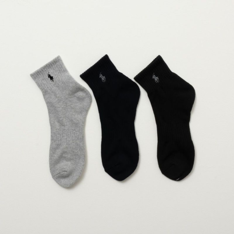 POLO RALPH LAUREN  クォーターソックス ロゴ入り 3足組 メンズ商品画像-1