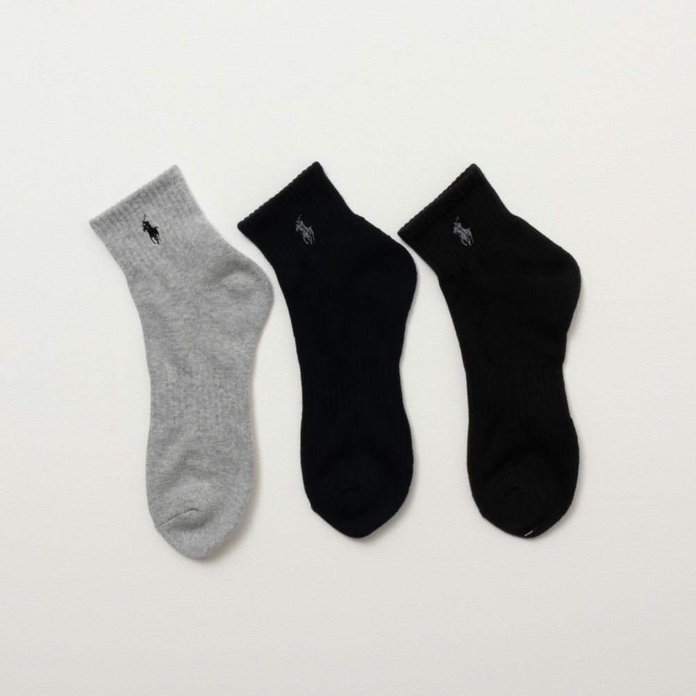 POLO RALPH LAUREN  クォーターソックス ロゴ入り 3足組 メンズ商品サムネイル-1