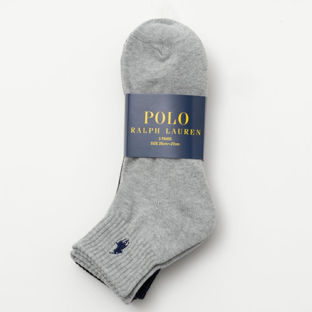 POLO RALPH LAUREN クォーターソックス ロゴ入り 3足組 メンズ商品画像-19