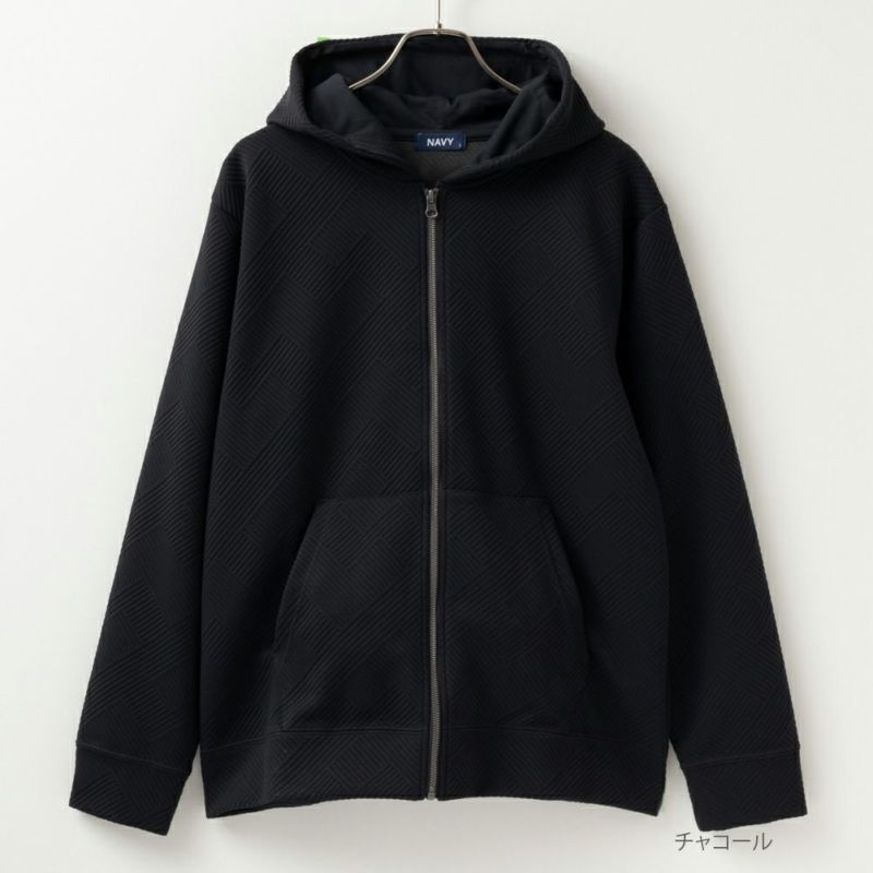 NAVY  幾何学柄キルトパーカー メンズ商品画像-1