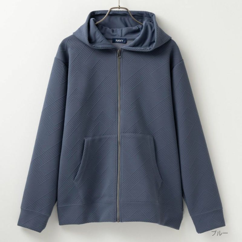 NAVY  幾何学柄キルトパーカー メンズ商品画像-2