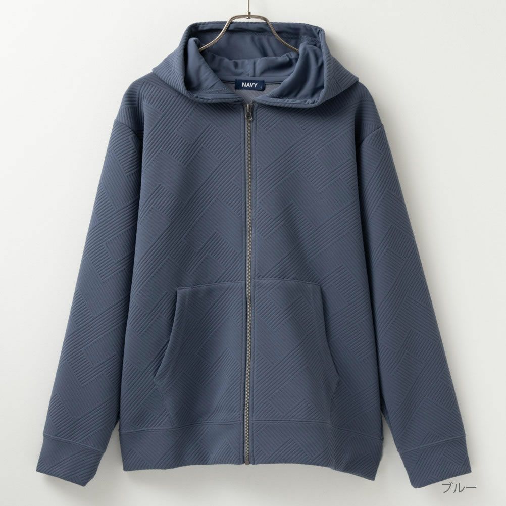 NAVY  幾何学柄キルトパーカー メンズ商品サムネイル-2