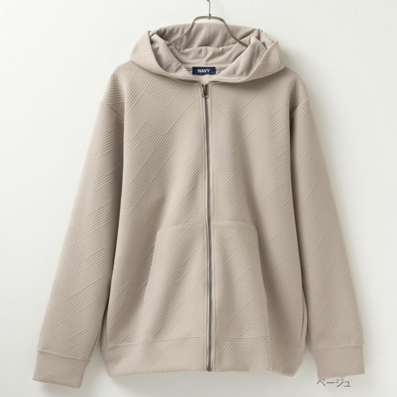 NAVY  幾何学柄キルトパーカー メンズ商品画像-3