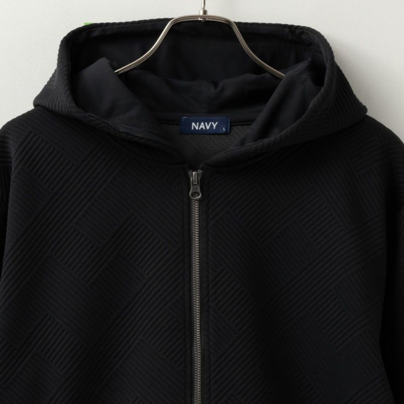 NAVY  幾何学柄キルトパーカー メンズ商品画像-6