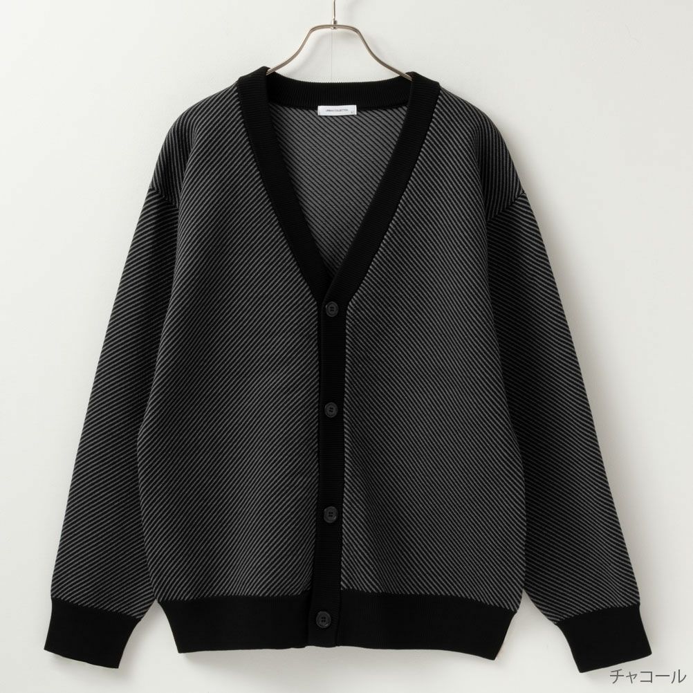 URBAN COLLECTION カルゼ柄Vネックカーディガン メンズ商品サムネイル-1