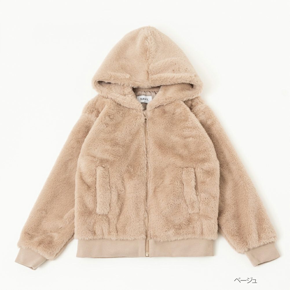 NAVY ファーフードブルゾン キッズ