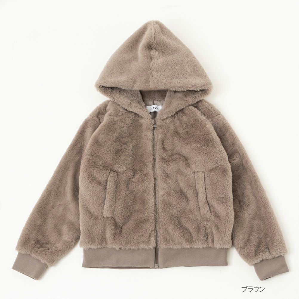 NAVY ファーフードブルゾン キッズ