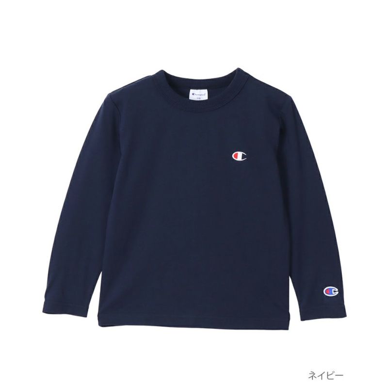Champion  ワンポイント長袖Tシャツ キッズ メール便 対応商品商品画像-4