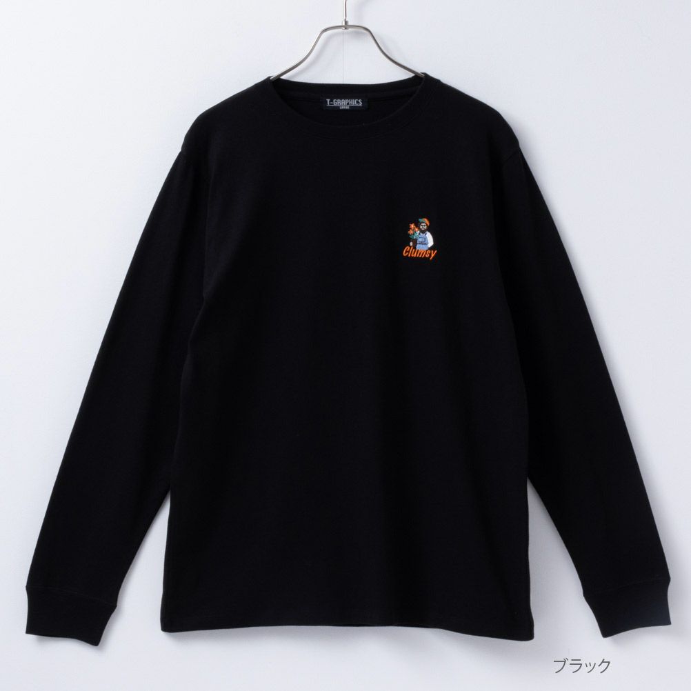 T-GRAPHICS ワンポイント刺繍長袖Tシャツ メンズ