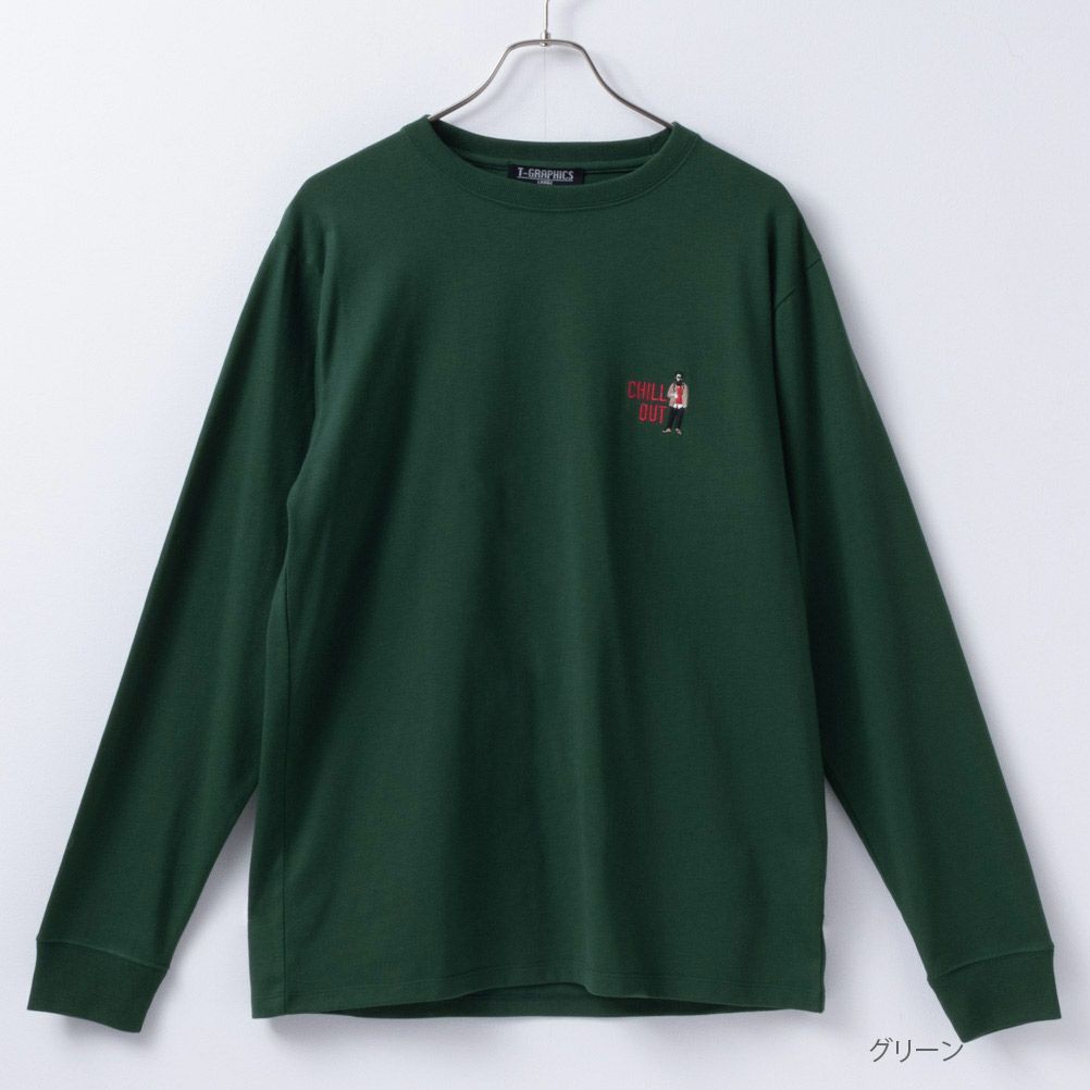 T-GRAPHICS  ワンポイント刺繍長袖Tシャツ メンズ商品画像-3
