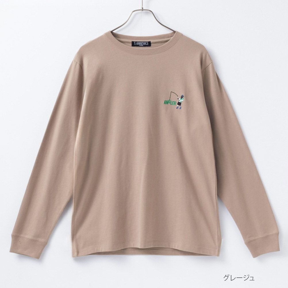 T-GRAPHICS ワンポイント刺繍長袖Tシャツ メンズ