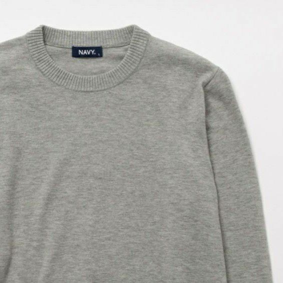 NAVY ウール混洗える素肌ニット クルーネック メンズ商品画像-1