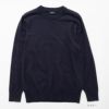 NAVY ウール混洗える素肌ニット クルーネック メンズ