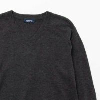 NAVY ウール混洗える素肌ニット Vネック メンズ