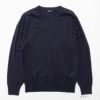 NAVY ウール混洗える素肌ニット Vネック メンズ