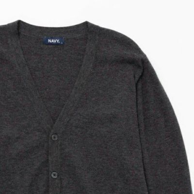 NAVY ウール混洗える素肌ニット カーディガン メンズ