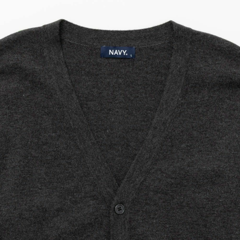 NAVY ウール混洗える素肌ニット カーディガン メンズ