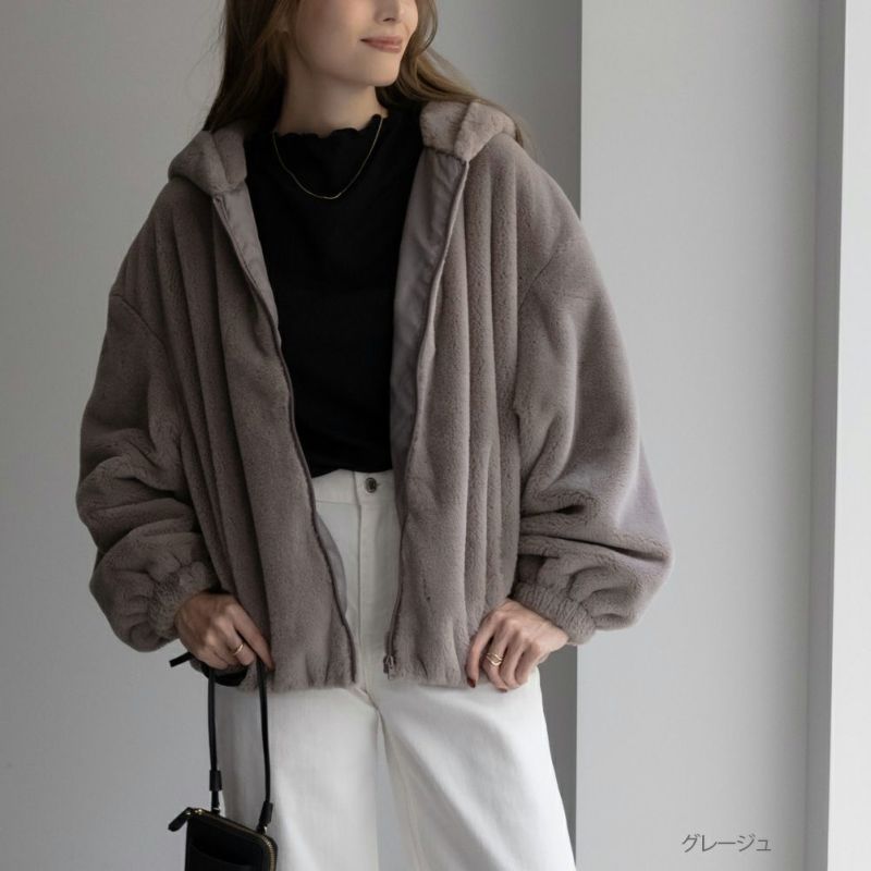 NAVY  フェイクファーパーカー レディース商品画像-1