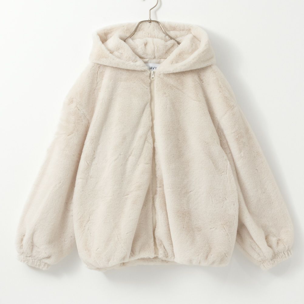 NAVY  フェイクファーパーカー レディース商品画像-11