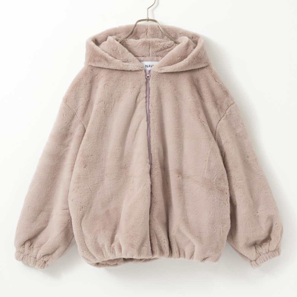 NAVY フェイクファーパーカー レディース