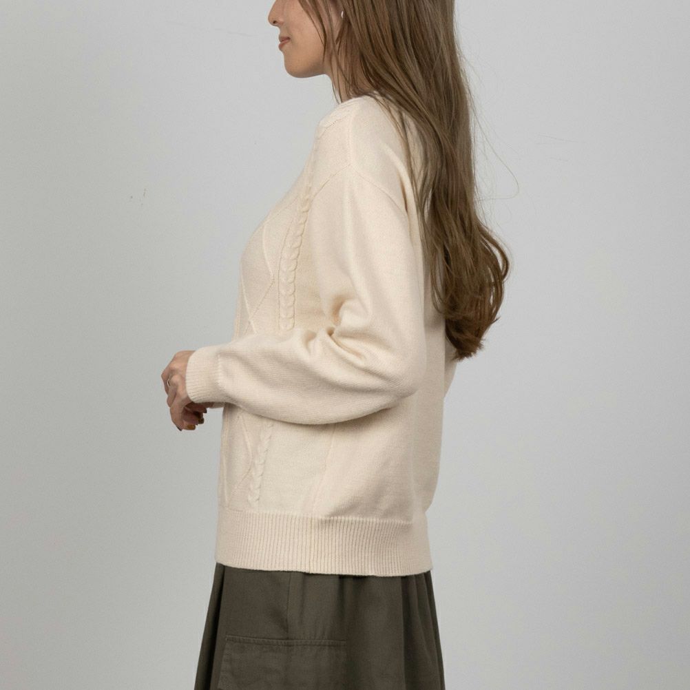 [さらに50%OFF]NAVY もちり もちもち 洗えるニット ケーブル編みプルオーバー レディース商品画像-6