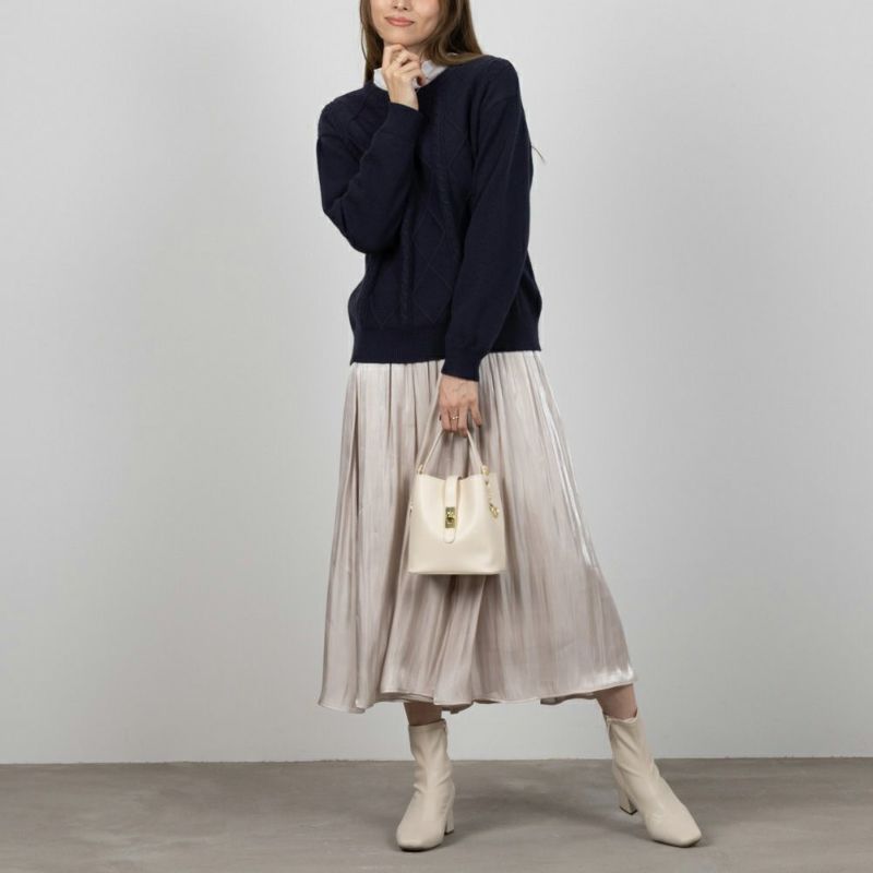 NAVY もちり もちもち 洗えるニット ケーブル編みプルオーバー レディース商品画像-9