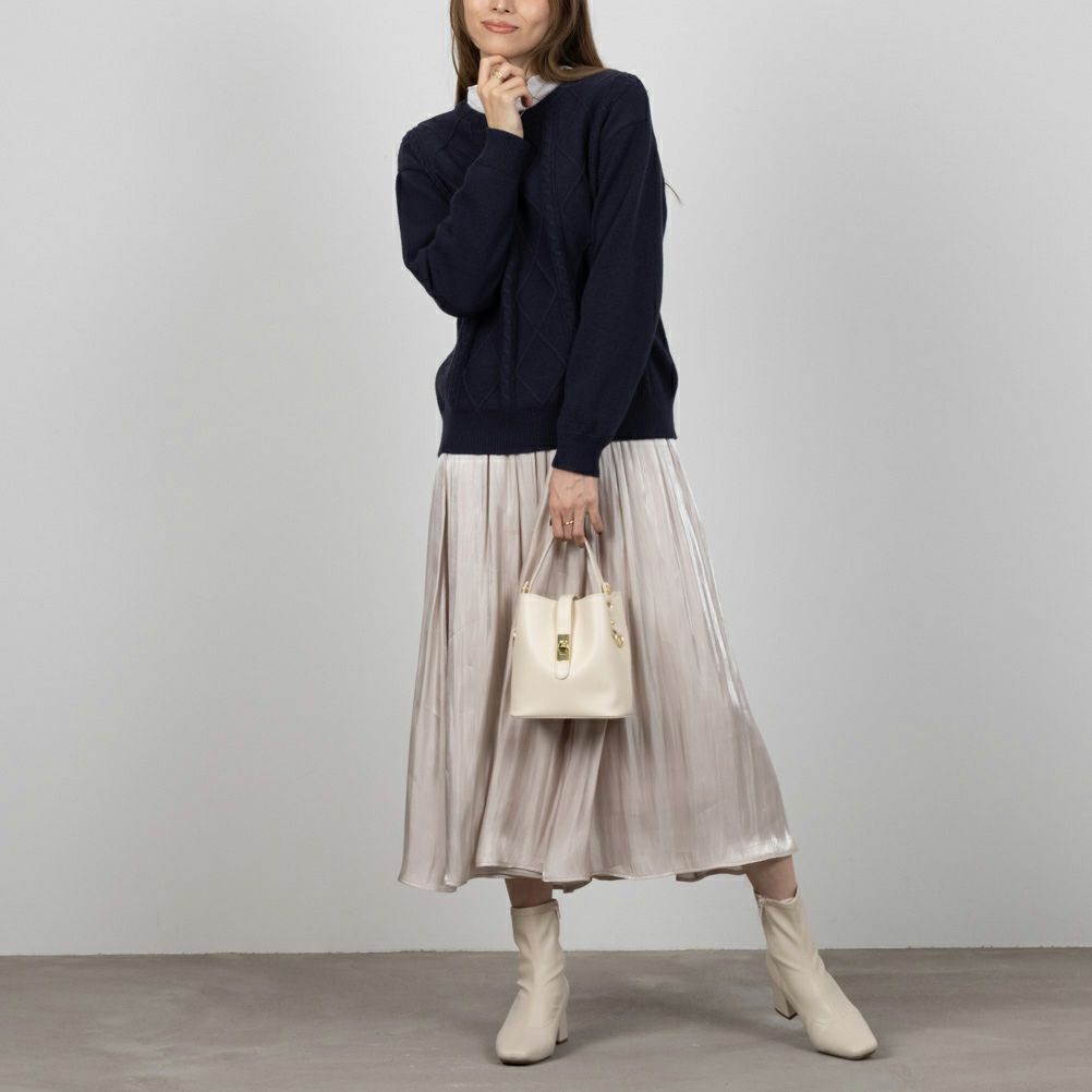 [さらに50%OFF]NAVY もちり もちもち 洗えるニット ケーブル編みプルオーバー レディース商品画像-9