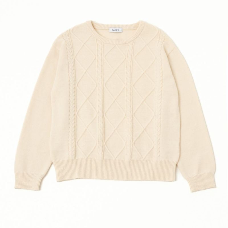 NAVY もちり もちもち 洗えるニット ケーブル編みプルオーバー レディース商品画像-13