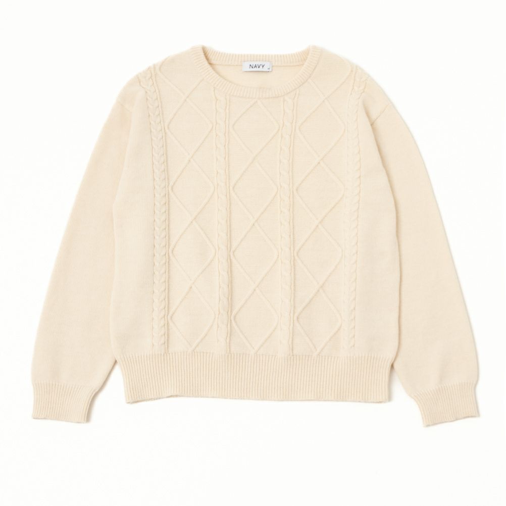 [さらに50%OFF]NAVY もちり もちもち 洗えるニット ケーブル編みプルオーバー レディース商品サムネイル-13