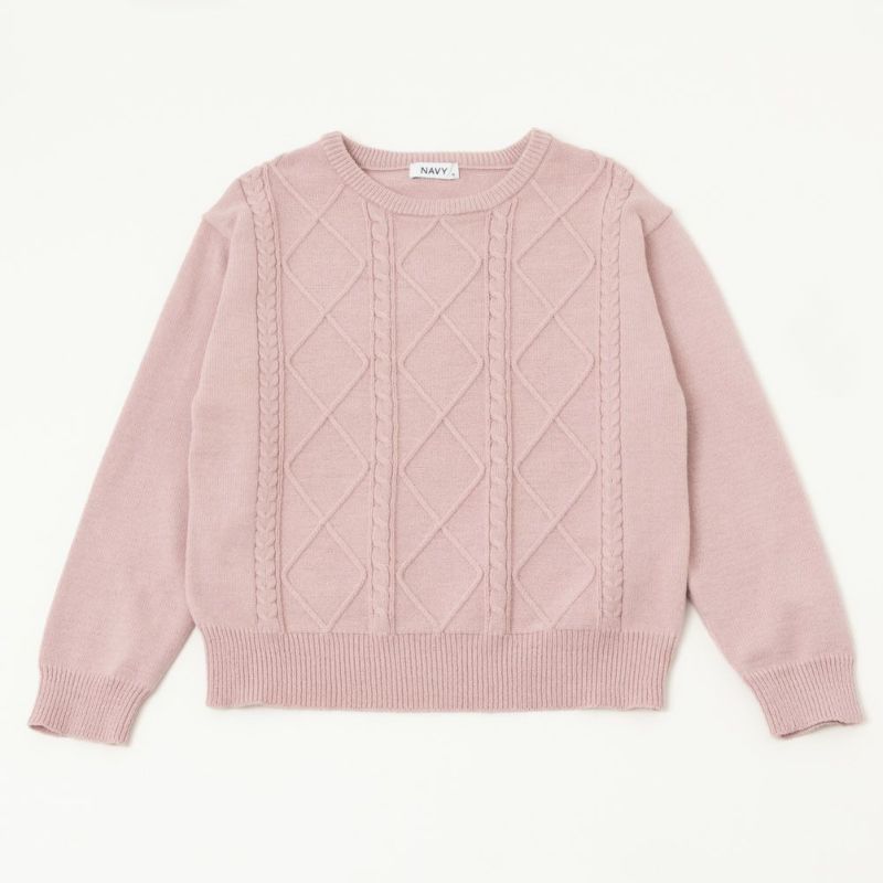 NAVY もちり もちもち 洗えるニット ケーブル編みプルオーバー レディース商品画像-15
