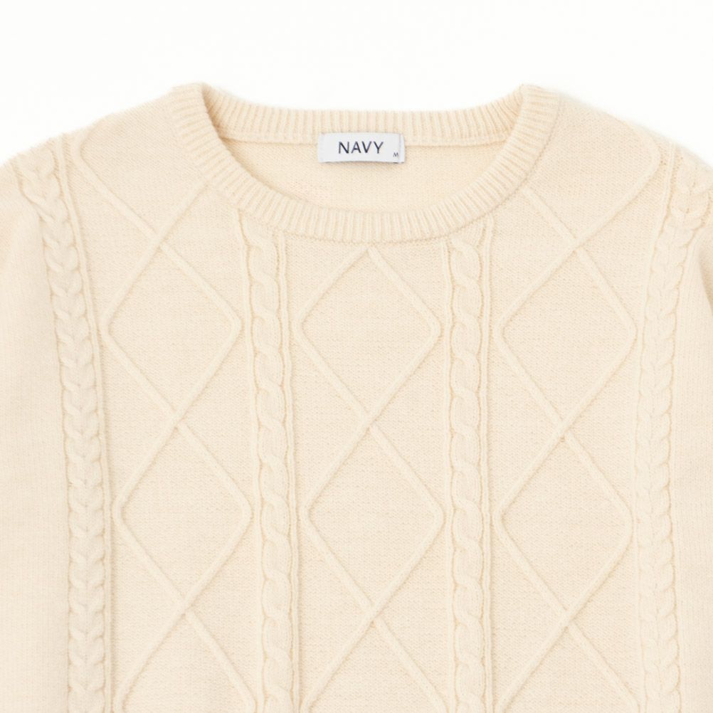 NAVY もちもちケーブル編みプルオーバー レディース