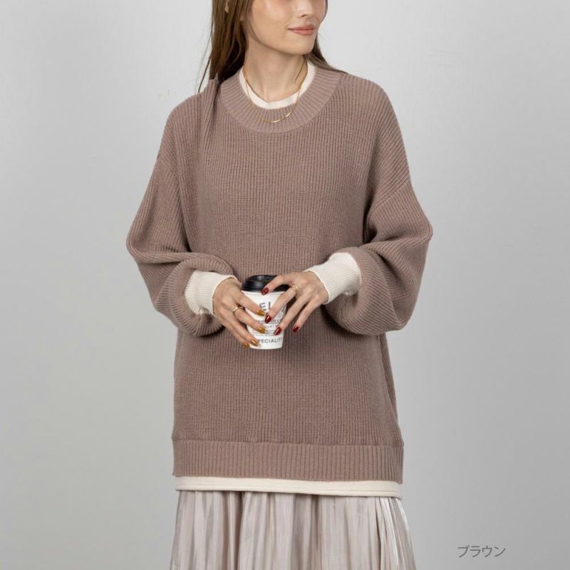 NAVY  フェイクレイヤードプルオーバー レディース商品画像-3