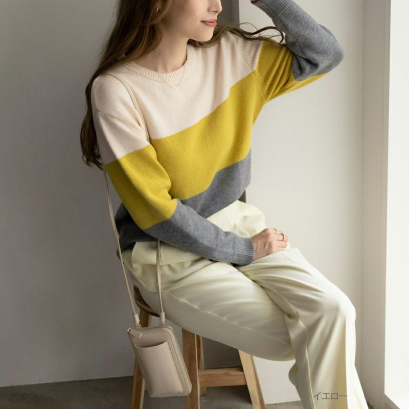 NAVY もちり もちもち 洗えるニット 3段切り替えプルオーバー レディース商品画像-1