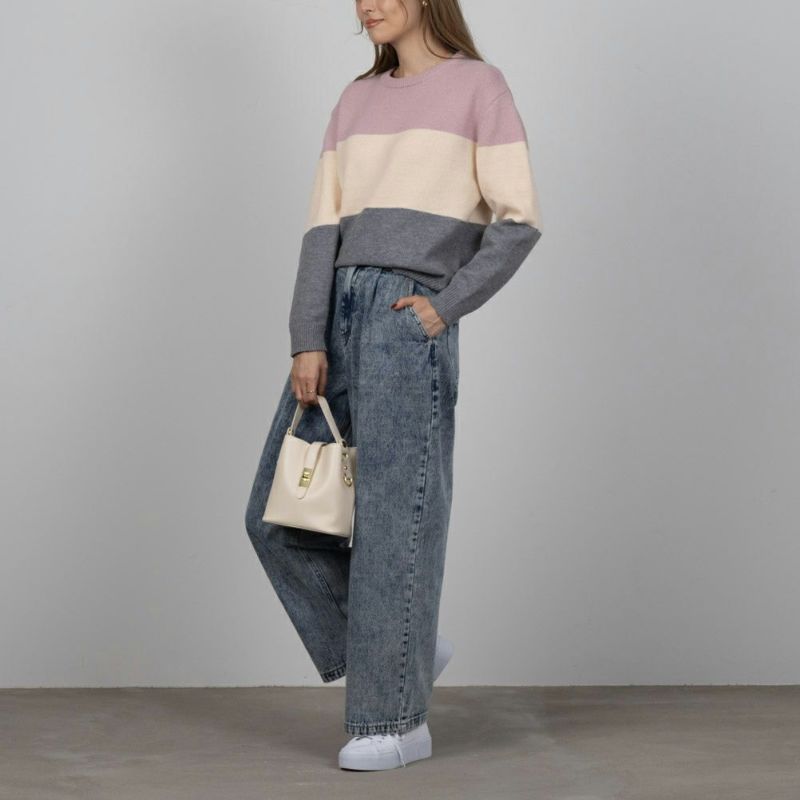 NAVY もちり もちもち 洗えるニット 3段切り替えプルオーバー レディース商品画像-8