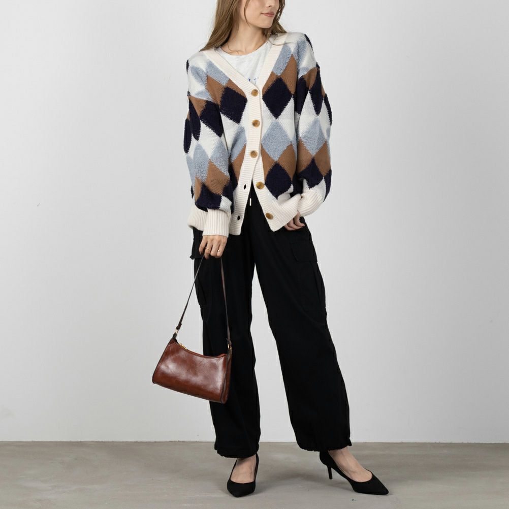 NAVY  アーガイルカーディガン レディース商品画像-4