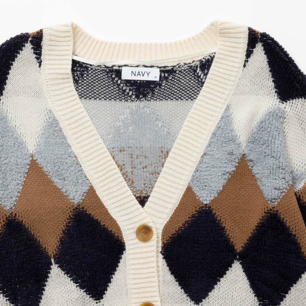 NAVY  アーガイルカーディガン レディース商品画像-13
