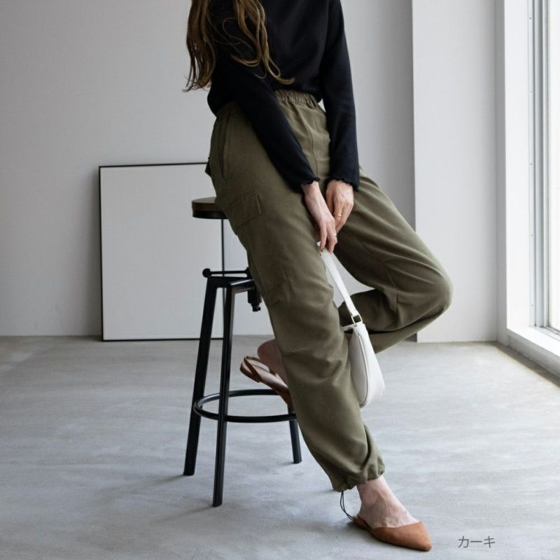 NAVY  ミリタリーピーチカーゴパンツ レディース商品画像-1