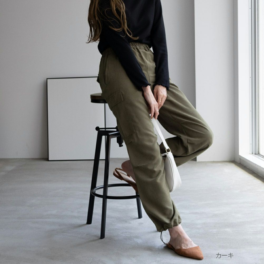 NAVY  ミリタリーピーチカーゴパンツ レディース商品画像-1