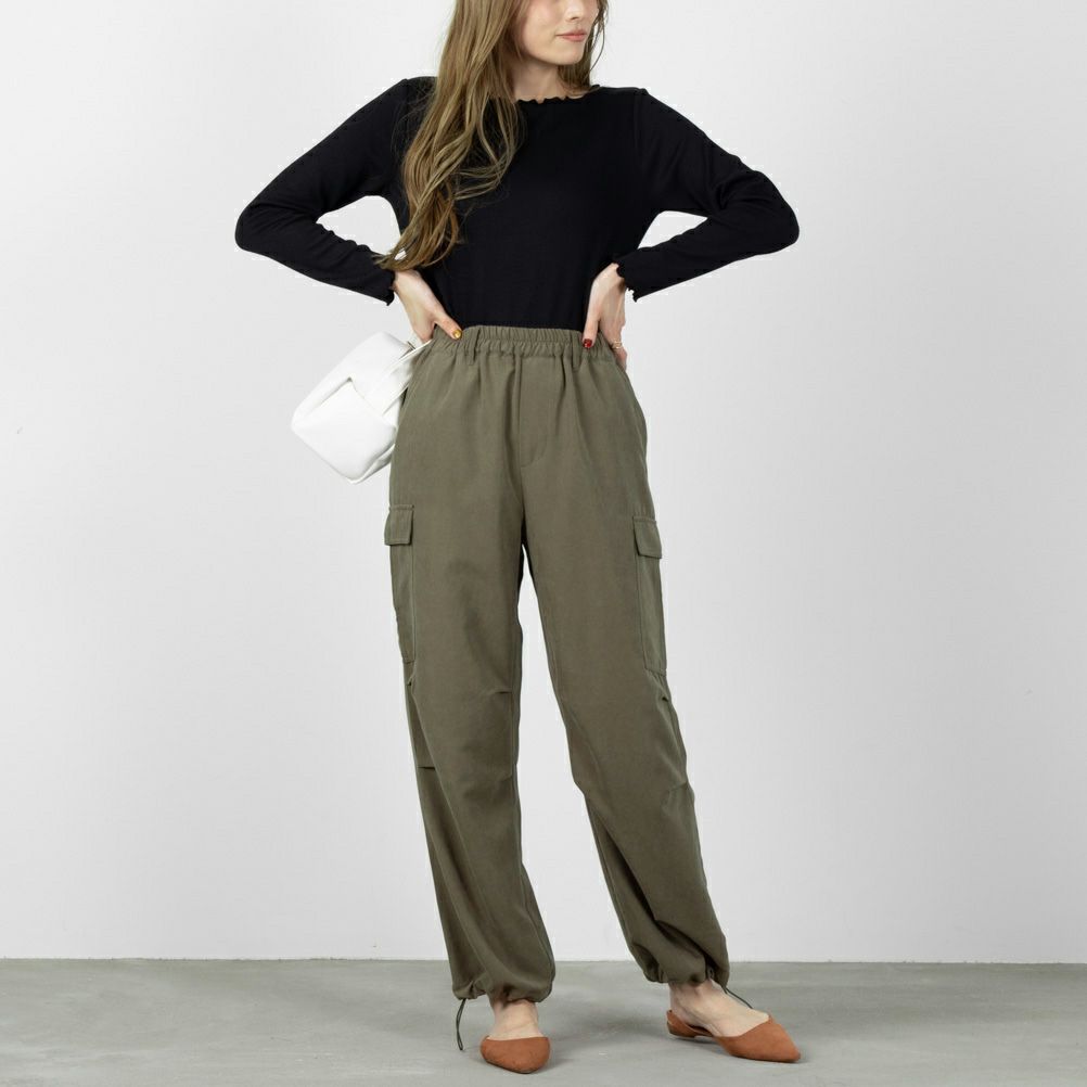NAVY  ミリタリーピーチカーゴパンツ レディース商品画像-3