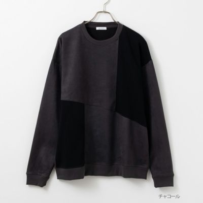 URBAN COLLECTION  ポンチ素材 フェイクスエード切り替えプルオーバー メンズ