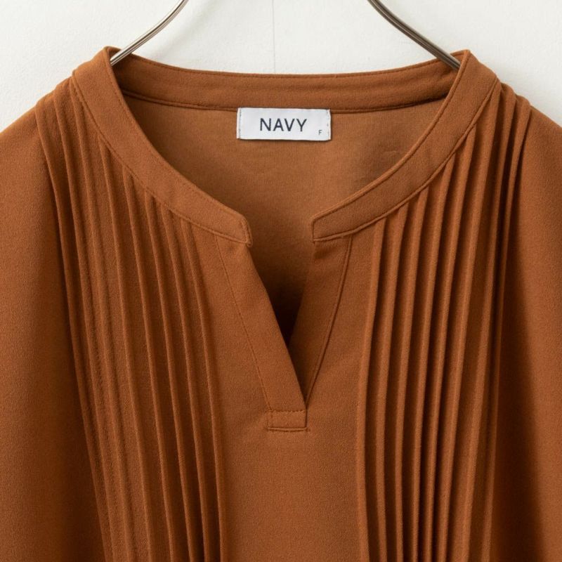 NAVY  梨地ストレッチピンタックプルオーバー レディース商品画像-13