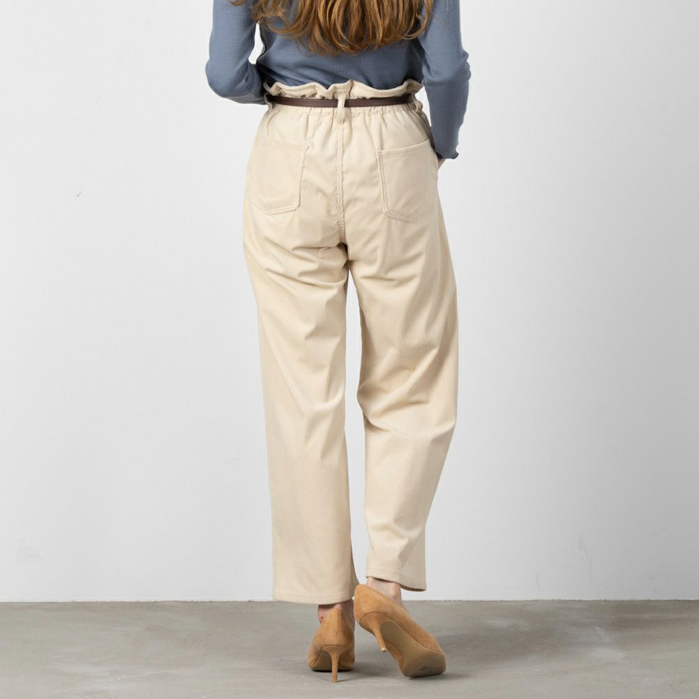 NAVY ベルト付きコーデュロイペーパーバッグパンツ レディース